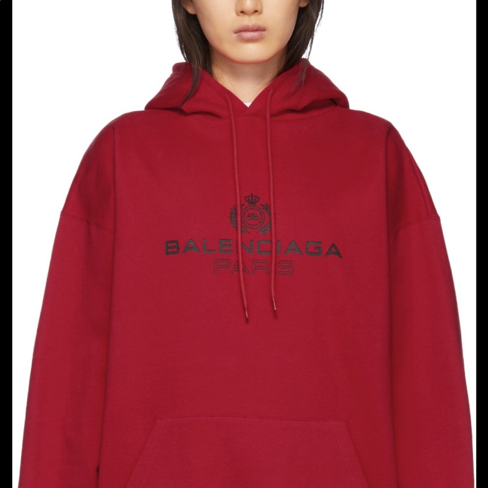 Balenciaga Red Logo Hoodie
